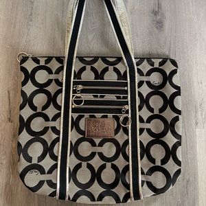 Coach “C” Tote - Black, Silver, Grey